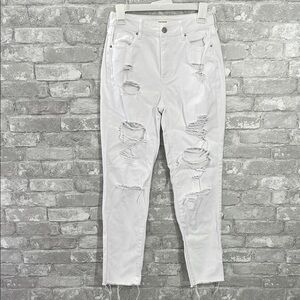 PacSun White Distressed Mom Jeans